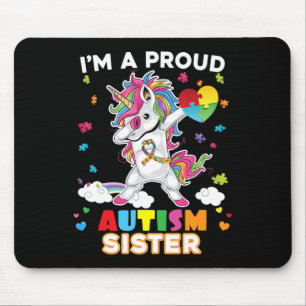 I'm A Proud Sister Dabbing Unicorn Autism Awarenes Mouse Pad