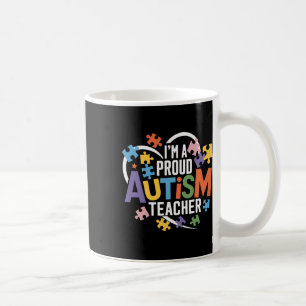 I'm A Proud Teacher Autism Awareness Love Heart Pu Coffee Mug