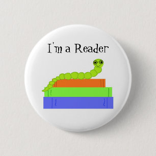 I'm a Reader, Bookworm 6 Cm Round Badge