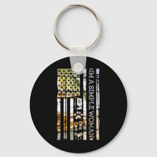 Im A Simple Woman Camping Wine Flip Flops Dog Usa Key Ring