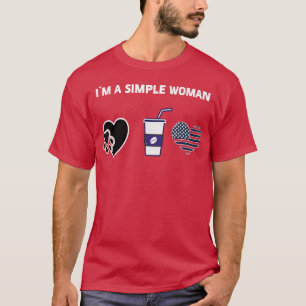 I'm a simple woman love dog coffee heart blue poli T-Shirt