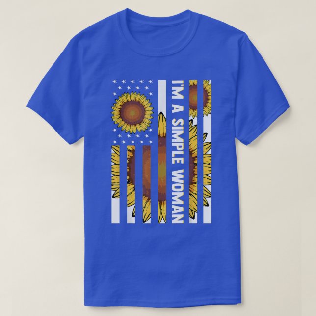 Im A Simple Woman Sunflower American Flag Love Sun T-Shirt (Design Front)