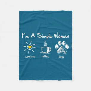 I'm A Simple Woman Sunshine Coffee Dog Paw Cute Fu Fleece Blanket