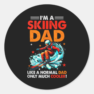Im A Skiing Dad Definition Much Cooler Funny Fathe Classic Round Sticker