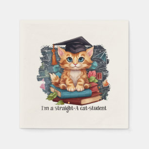 I'm A Straight A Cat Student Napkin