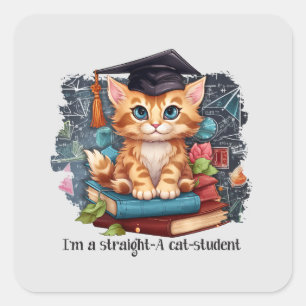 I'm A Straight A Cat Student Square Sticker