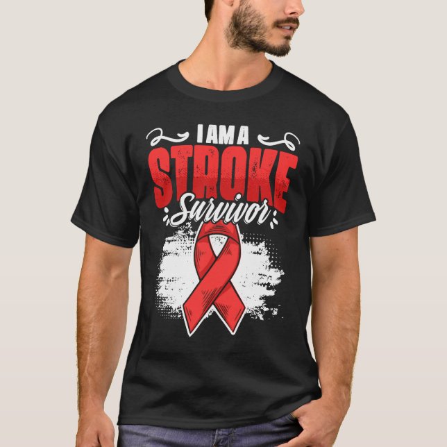 I'm A Stroke Survivor Red Ribbon Stroke Awareness  T-Shirt (Front)
