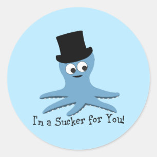 I'm A Sucker for You! Blue Octopus Classic Round Sticker
