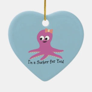 I'm a sucker for you! Pink Octopus Ceramic Tree Decoration