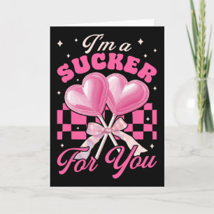 I'm A Sucker For You Retro Heart Candy Valentines  Card