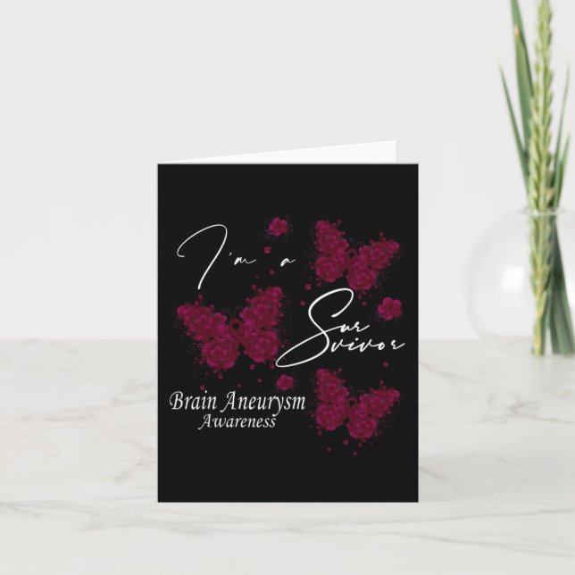 I'm A Survivor Brain Aneurysm Awareness Butterfly  Card (Front)
