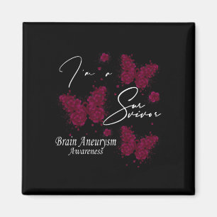 I'm A Survivor Brain Aneurysm Awareness Butterfly Magnet