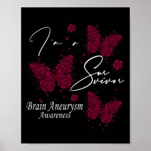 I'm A Survivor Brain Aneurysm Awareness Butterfly  Poster