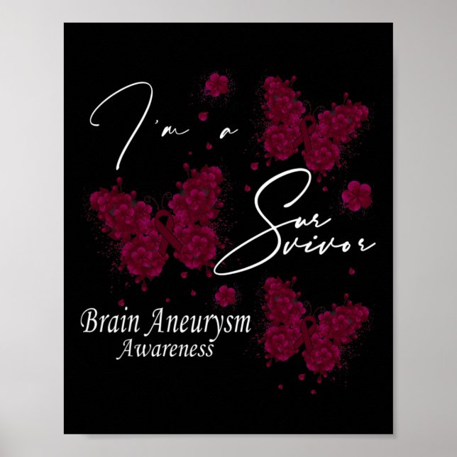 I'm A Survivor Brain Aneurysm Awareness Butterfly  Poster (Front)