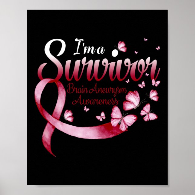 I'm A Survivor Brain Aneurysm Awareness Butterfly  Poster (Front)
