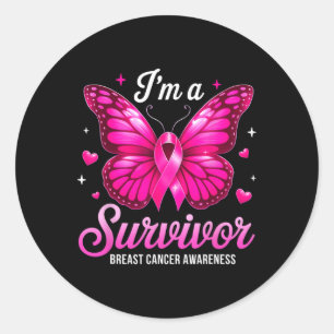I'm A Survivor Breast Cancer Awareness Butterfly P Classic Round Sticker