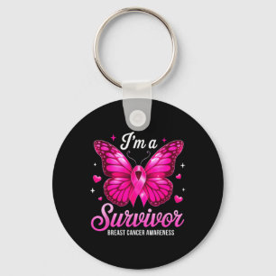 I'm A Survivor Breast Cancer Awareness Butterfly P Key Ring