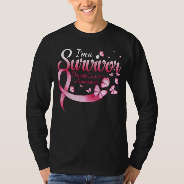 I'm A Survivor Breast Cancer Awareness Butterfly R T-Shirt (Front)