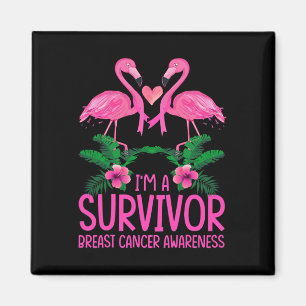 I'm A Survivor Breast Cancer Awareness Flamingo Magnet