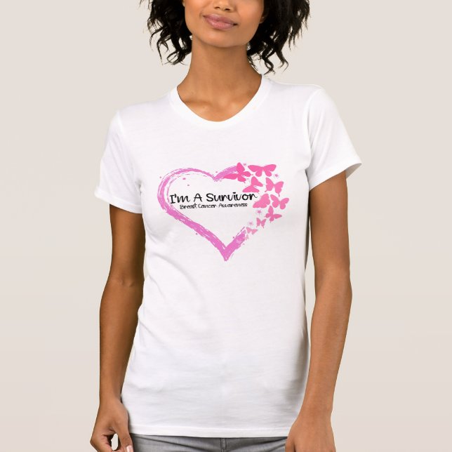 I'm A Survivor Breast Cancer Awareness Pink heart  T-Shirt (Front)