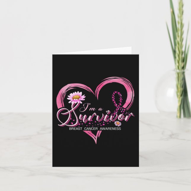 I'm A Survivor Breast Cancer Awareness Pink Ribbon Card (Front)