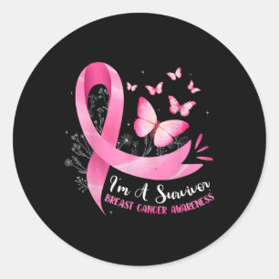 I'm A Survivor Breast Cancer Awareness Pink Ribbon Classic Round Sticker