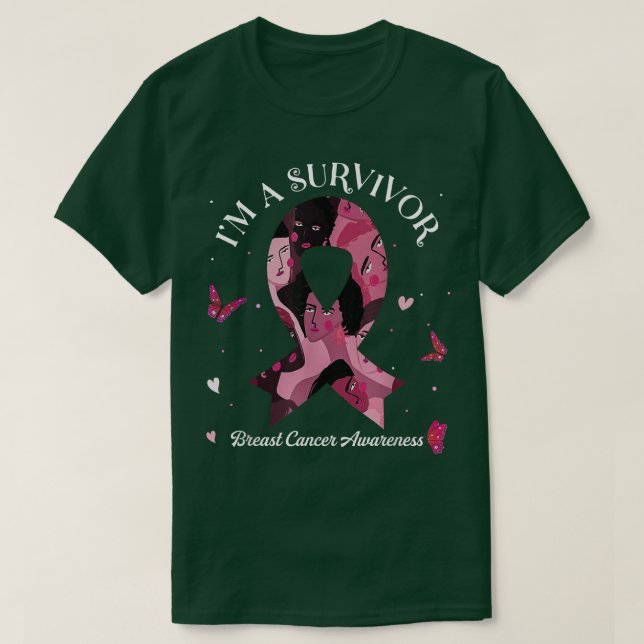 I'm A Survivor Breast Cancer Awareness Pink Ribbon T-Shirt (Design Front)