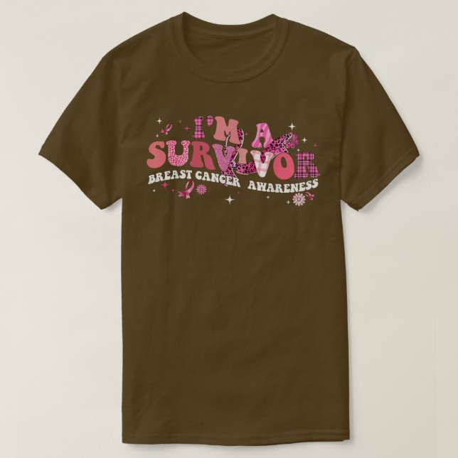 I'm A Survivor Breast Cancer Awareness Pink Ribbon T-Shirt (Design Front)