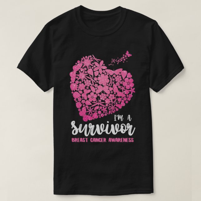 I'm a Survivor Breast Cancer Awareness Tee, Cancer T-Shirt (Design Front)