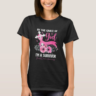 I'm A Survivor Breast Cancer Cross Pink Ribbon Flo T-Shirt