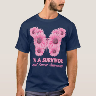 Im A Survivor Breast Cancer Pink Sunflowers Butter T-Shirt