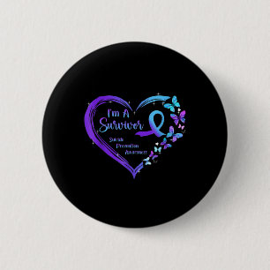 I'm A Survivor Butterfly Heart Suicide Prevention  6 Cm Round Badge