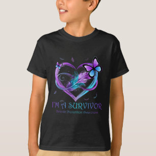 I'm A Survivor Butterfly Heart Suicide Prevention T-Shirt