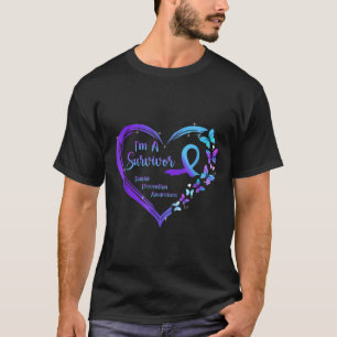 I'm A Survivor Butterfly Heart Suicide Prevention  T-Shirt
