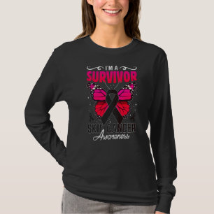 I'm A Survivor Butterfly Melanoma Skin Awareness W T-Shirt