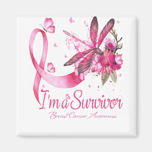 I'm A Survivor Dragonfly Breast Cancer Awareness Magnet