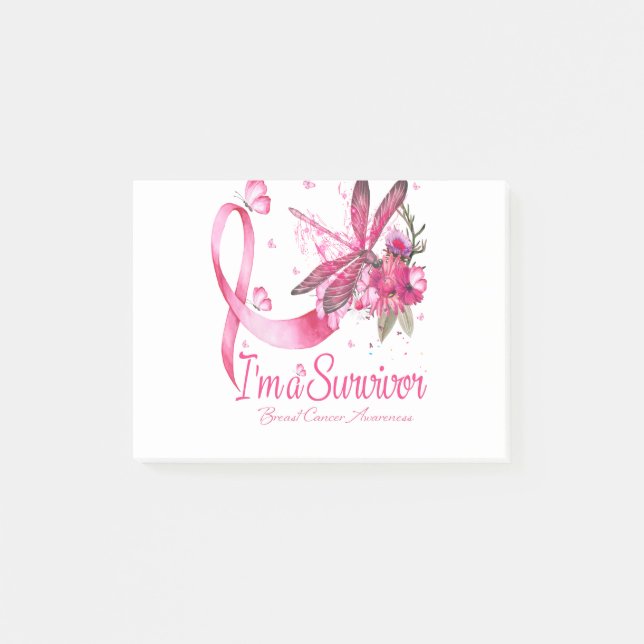 I'm A Survivor Dragonfly Breast Cancer Awareness Post-it Notes (Front)