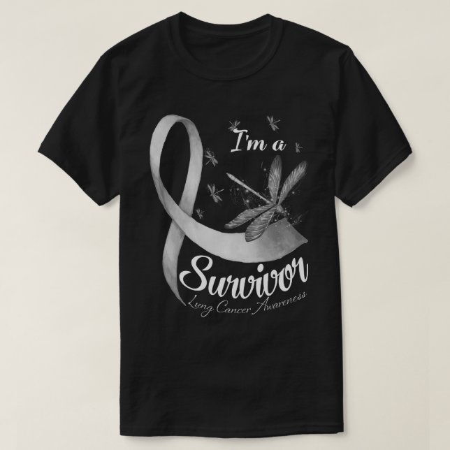 I'm A Survivor Dragonfly Lung Cancer Awareness T-Shirt (Design Front)