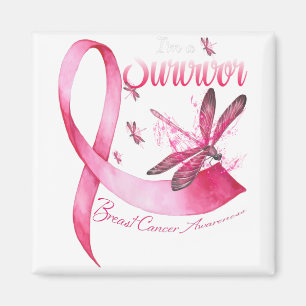 I'm A Survivor Dragonfly Pink Ribbon Breast Cancer Magnet
