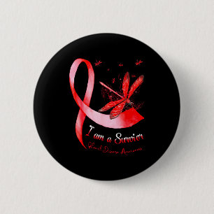 Im A Survivor Heart Disease Awareness Month Red Ri 6 Cm Round Badge