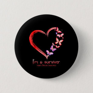Im A Survivor Heart Disease Awareness Month Red Ri 6 Cm Round Badge