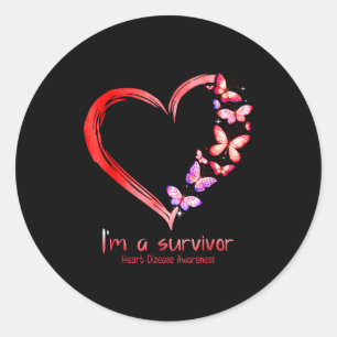 Im A Survivor Heart Disease Awareness Month Red Ri Classic Round Sticker