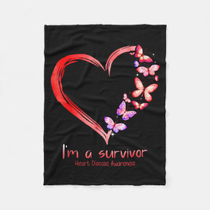Im A Survivor Heart Disease Awareness Month Red Ri Fleece Blanket