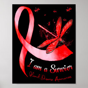 Im A Survivor Heart Disease Awareness Month Red Ri Poster