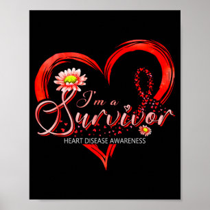 Im A Survivor Heart Disease Awareness Month Red Ri Poster