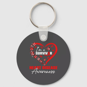 I'm A Survivor Heart Disease Awareness Red Butterf Key Ring