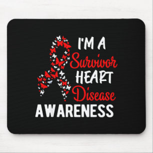 Im A Survivor Heart Disease Awareness Red Butterfl Mouse Pad