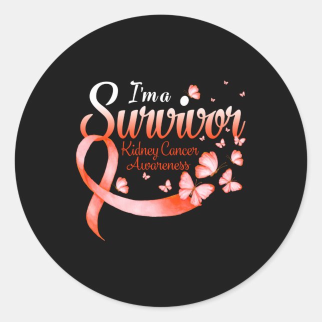 I'm A Survivor Kidney Cancer Awareness Butterfly Classic Round Sticker (Front)