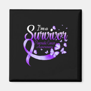 I'm A Survivor Pancreatic Cancer Awareness Butterf Magnet