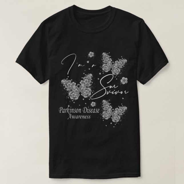 im a survivor parkinson disease awareness butterfl T-Shirt (Design Front)